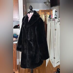 Elegant Black Faux Fur Coat